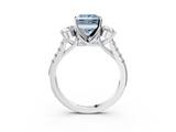 White gold Three-Stone Fancy Blue Princess  Cut Diamond Pavé Band with Four-Prong Setting_31