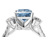 White gold Three-Stone Fancy Blue Princess  Cut Diamond Pavé Band with Four-Prong Setting_32