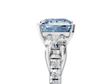 White gold Three-Stone Fancy Blue Princess  Cut Diamond Pavé Band with Four-Prong Setting_33