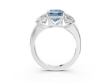 White gold Three-Stone Fancy Blue Princess  Cut Diamond Ring with Channel-Set Band and Four-Prong Setting_52