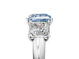 White gold Three-Stone Fancy Blue Princess  Cut Diamond Ring with Channel-Set Band and Four-Prong Setting_54