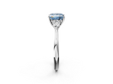 White gold Three-Stone Fancy Blue Princess  Cut Diamond Ring with Pear Side Stones in Four-Prong Setting_111