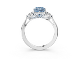 White gold Three-Stone Fancy Blue Princess  Cut Diamond Ring with Pear Side Stones in Four-Prong Setting_112