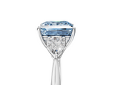 White gold Three-Stone Fancy Blue Princess  Cut Diamond Ring with Pear Side Stones in Four-Prong Setting_114