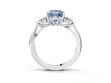 White gold Three-Stone Fancy Blue Princess Cut Diamond Ring with Pear  Side Stones in Four-Prong Setting_51