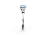 White gold Three-Stone Fancy Blue Princess  Cut Diamond Solitaire with Prong Setting and Classic Band_49