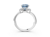 White gold Three-Stone Fancy Blue Princess  Cut Diamond Solitaire with Prong Setting and Classic Band_50