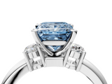 White gold Three-Stone Fancy Blue Princess  Cut Diamond Solitaire with Prong Setting and Classic Band_51