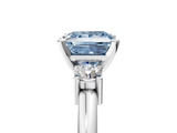 White gold Three-Stone Fancy Blue Princess  Cut Diamond Solitaire with Prong Setting and Classic Band_52