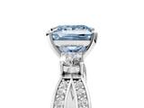 White gold Three-Stone Fancy Blue Princess  Cut Diamond Twist Band with Prong Setting_74
