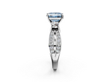 White gold Three-Stone Fancy Blue Princess  Cut Diamond Twist Band with Prong Setting_76