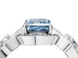 White gold Three-Stone Fancy Blue Princess Cut Diamond Wave Pave Band with Prong Setting_10