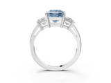 White gold Three-Stone Fancy Blue Princess  Cut Solitaire Ring with Prong Setting_6