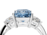 White gold Three-Stone Fancy Blue Princess  Cut Solitaire Ring with Prong Setting_7