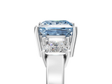 White gold Three-Stone Fancy Blue Princess  Cut Solitaire Ring with Prong Setting_8