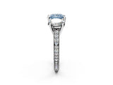 White gold Three-Stone Fancy Blue Princess  Diamond Milgrain Pave Band with Prong Setting 2