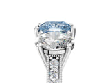 White gold Three-Stone Fancy Blue Princess  Diamond Milgrain Pave Band with Prong Setting 5