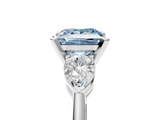 White gold Three-Stone Fancy Blue Princess  Diamond Ring with Pear Side Stones in Four-Prong Setting_63