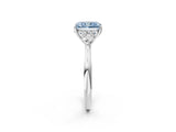 White gold Three-Stone Fancy Blue Radiant Cut Brilliant Diamond Solitaire Ring with Tapered Band and Four-Prong Setting_33
