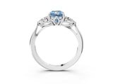 White gold Three-Stone Fancy Blue Radiant Cut Brilliant Diamond Solitaire Ring with Tapered Band and Four-Prong Setting_34