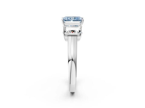 White gold Three-Stone Fancy Blue Radiant Cut Brilliant Diamond Trellis Ring with Comfort Fit Band_14