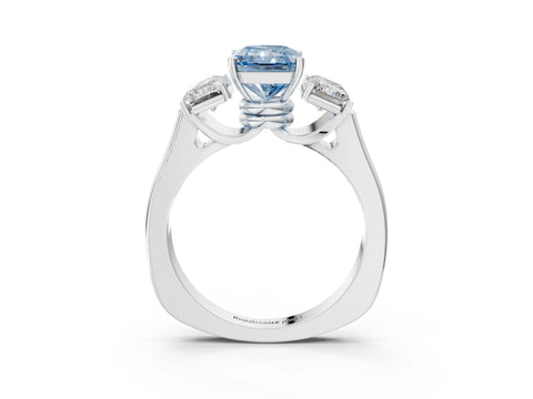 White gold Three-Stone Fancy Blue Radiant Cut Brilliant Diamond Trellis Ring with Comfort Fit Band_15