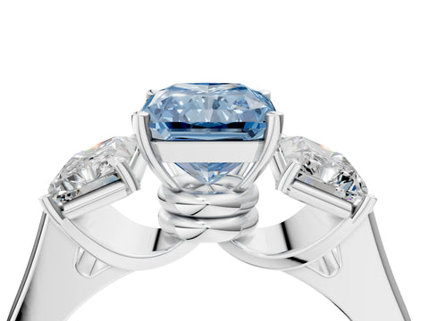 White gold Three-Stone Fancy Blue Radiant Cut Brilliant Diamond Trellis Ring with Comfort Fit Band_16