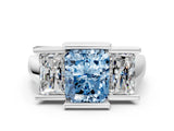 White gold Three Stone Fancy Blue Radiant Cut Cut Channel Set Diamond Ring_24
