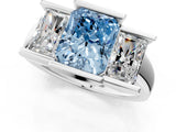 White gold Three Stone Fancy Blue Radiant Cut Cut Channel Set Diamond Ring_25