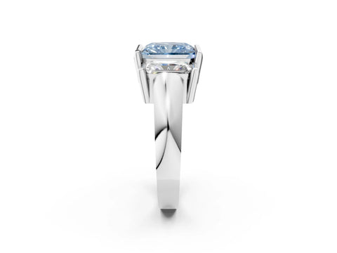 White gold Three Stone Fancy Blue Radiant Cut Cut Channel Set Diamond Ring_26