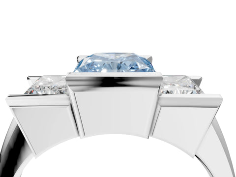 White gold Three Stone Fancy Blue Radiant Cut Cut Channel Set Diamond Ring_28