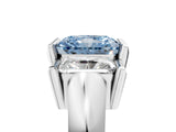 White gold Three Stone Fancy Blue Radiant Cut Cut Channel Set Diamond Ring_29