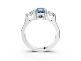 White gold Three-Stone Fancy Blue Radiant Cut Cut Classic Band Prong Setting Ring_3