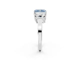White gold Three-Stone Fancy Blue Radiant Cut Cut Diamond Engagement Ring with Flat Band and Four-Prong Setting_14