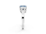 White gold Three-Stone Fancy Blue Radiant Cut Cut Diamond Engagement Ring with Flat Band and Four-Prong Setting_14