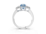 White gold Three-Stone Fancy Blue Radiant Cut Cut Diamond Engagement Ring with Flat Band and Four-Prong Setting_15