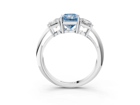 White gold Three-Stone Fancy Blue Radiant Cut Cut Diamond Engagement Ring with Prong Setting on a White Gold Band_15