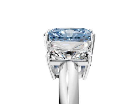 White gold Three-Stone Fancy Blue Radiant Cut Cut Diamond Engagement Ring with Prong Setting on a White Gold Band_17