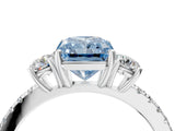 White gold Three-Stone Fancy Blue Radiant Cut Cut Diamond Pavé Band with Prong Setting_49