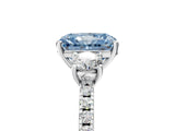 White gold Three-Stone Fancy Blue Radiant Cut Cut Diamond Pavé Band with Prong Setting_50