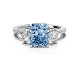 White gold Three-Stone Fancy Blue Radiant Cut Cut Diamond Pavé Band with Prong Setting_51