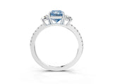 White gold Three-Stone Fancy Blue Radiant Cut Cut Diamond Pavé Band with Prong Setting_54