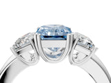 White gold Three-Stone Fancy Blue Radiant Cut Cut Diamond Ring with Channel Set Band and Four-Prong Setting_100