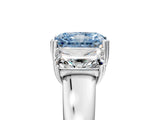White gold Three-Stone Fancy Blue Radiant Cut Cut Diamond Ring with Channel Set Band and Four-Prong Setting_101