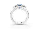 White gold Three-Stone Fancy Blue Radiant Cut Cut Diamond Ring with Channel Set Band and Four-Prong Setting_15