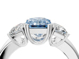 White gold Three-Stone Fancy Blue Radiant Cut Cut Diamond Ring with Channel Set Band and Four-Prong Setting_58
