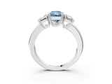 White gold Three-Stone Fancy Blue Radiant Cut Cut Diamond Ring with Channel Set Band and Four-Prong Setting_99