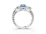White gold Three-Stone Fancy Blue Radiant Cut Cut Diamond Ring with Channel-Set Band and Prong Setting_3