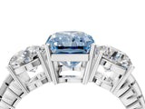 White gold Three-Stone Fancy Blue Radiant Cut Cut Diamond Ring with Channel-Set Band and Prong Setting_4