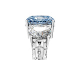 White gold Three-Stone Fancy Blue Radiant Cut Cut Diamond Ring with Channel-Set Band and Prong Setting_5